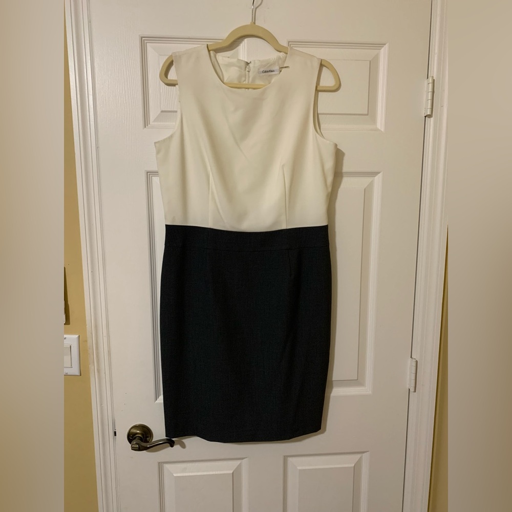 NWOT Calvin Klein Gold Sheath Mini Dress Scoop Neck